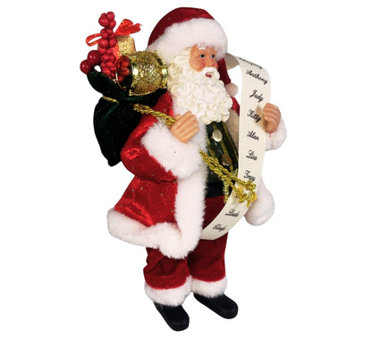 Babbo Natale 26 Cm Statua con Sacco di Regali Realistico Decorazione Natalizia