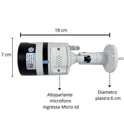 Telecamera IP Cam P2P WiFi SD Esterna Notturna Sorveglianza Smart App YOOSEE 1A