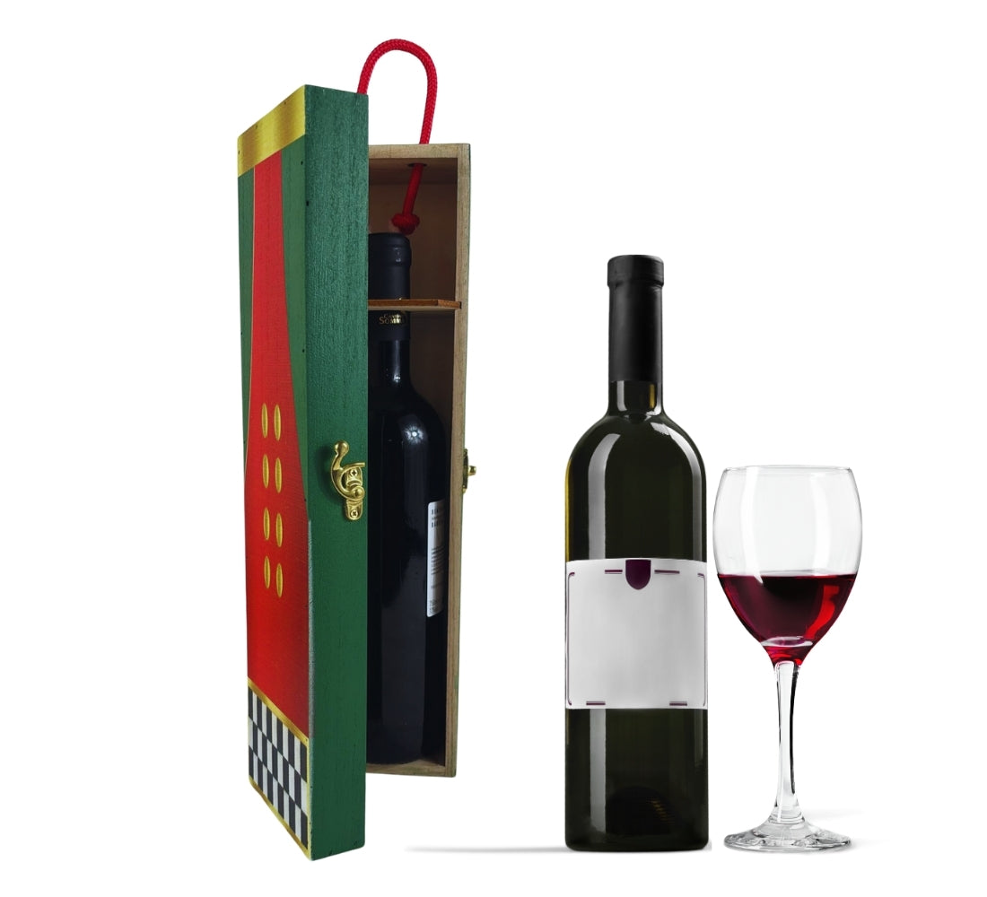 Cassetta Portabottiglie in Legno Natalizio Scatola Bottiglie Vino Decorato