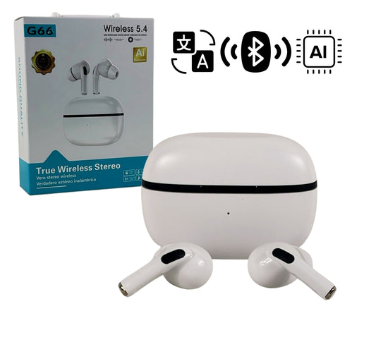 Cuffie Auricolari con Traduttore AI BT 5.4 Traduzione Tempo Reale Box Ricarica