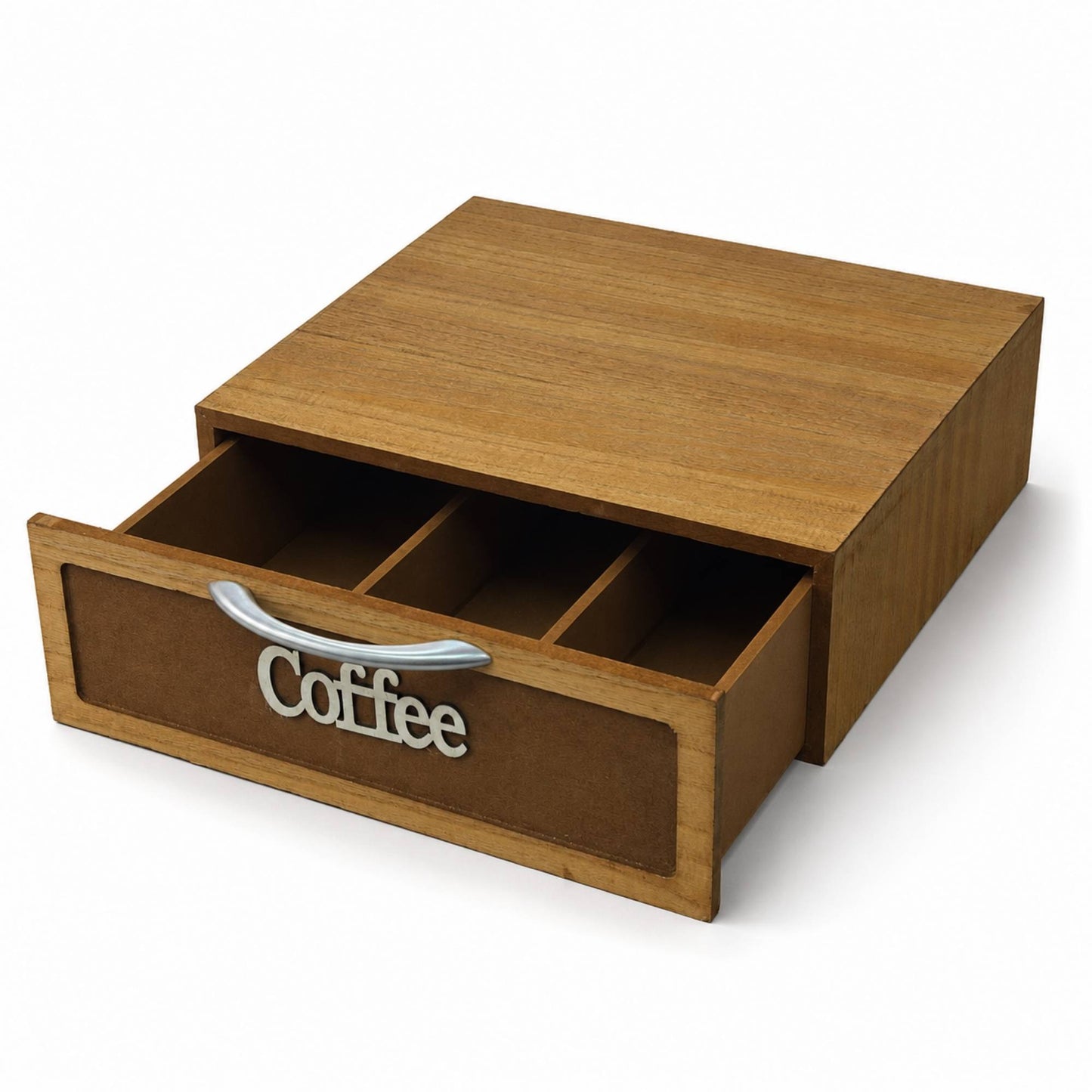 Cassetto Porta Cialde e Capsule Caffè 3 Scomparti Legno Scuro 30x30x10 cm