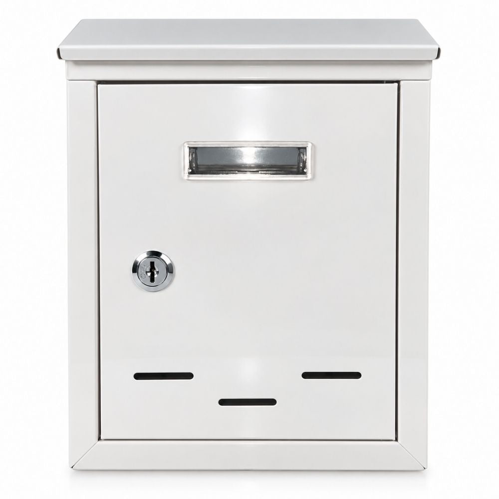 Cassetta della Posta Metallo 2 Chiavi 36X24X9.5 CM Postale Buca Lettere Bianco