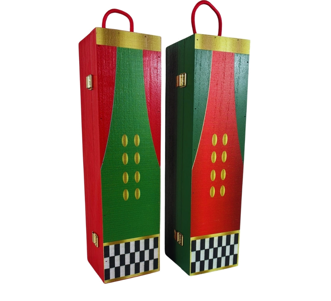 Cassetta Portabottiglie in Legno Natalizio Scatola Bottiglie Vino Decorato