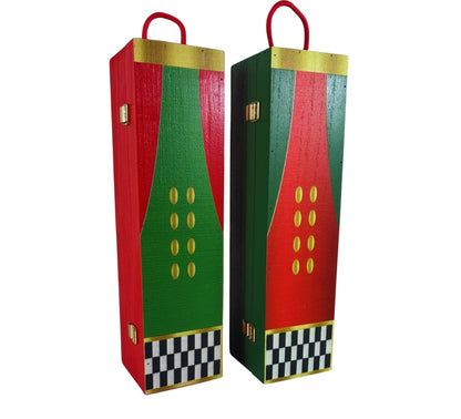 Cassetta Portabottiglie in Legno Natalizio Scatola Bottiglie Vino Decorato