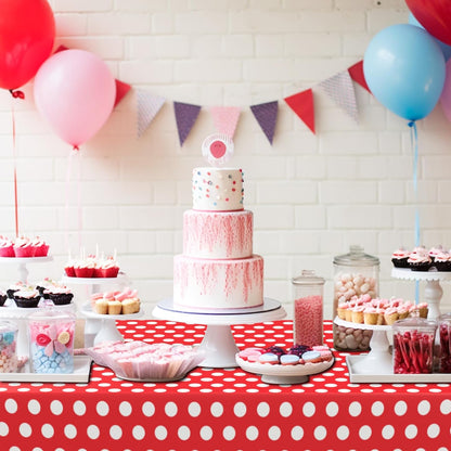 Coppia Tovaglia da Tavola Plastificata Riutilizzabile a Pois per Party Compleanno Protezione Tavolo 274 x 137 cm