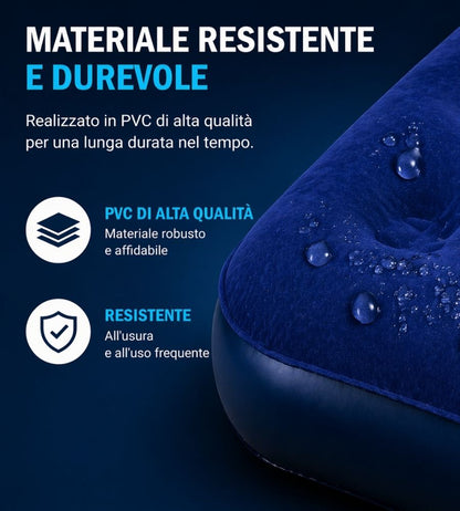 Materassino Gonfiabile Singolo Floccato 191x76x22 cm Letto Aria Campeggio Blu