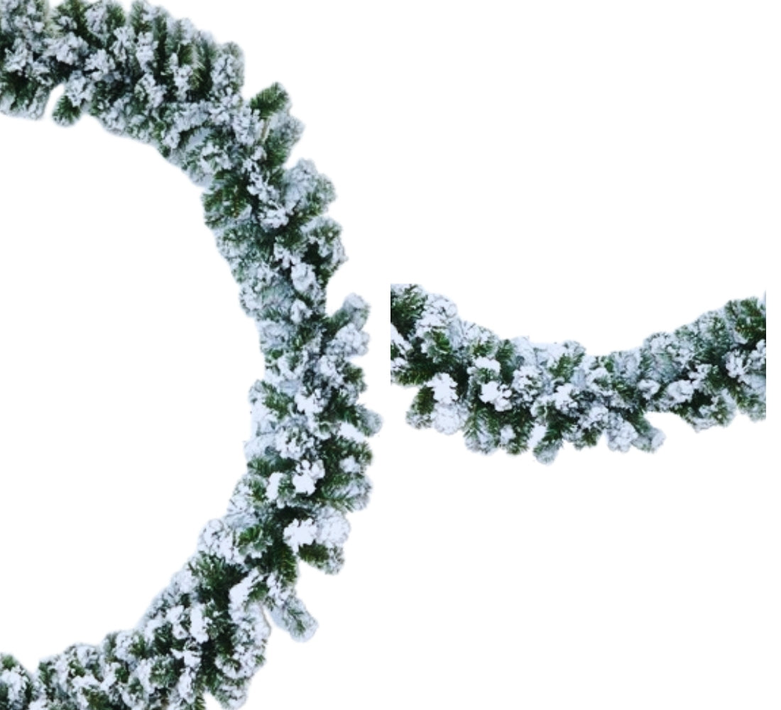 Ghirlanda Natalizia 200 Rami Innevata Decorare Addobbare Porta Camino Scala 270 cm