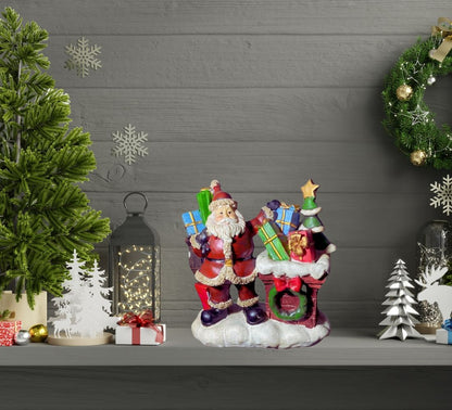 Babbo Natale Statua 14 cm Caminetto con Regali Decorazioni Natalizie