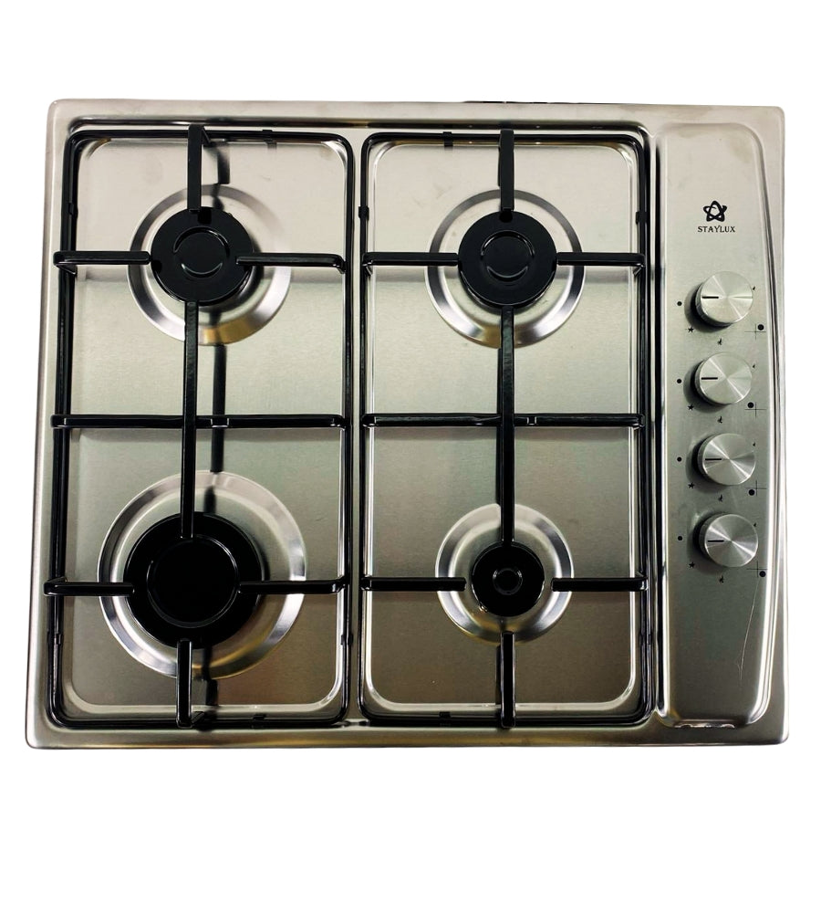 Piano Cottura 4 Fuochi Slim 60 cm Acciaio Inox a Gas o GPL da Incasso Valvolato