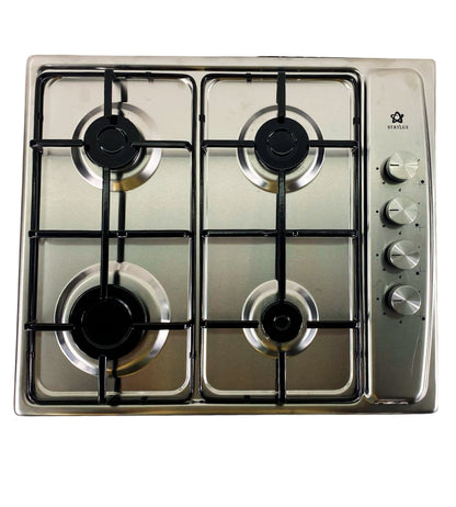 Piano Cottura 4 Fuochi Slim 60 cm Acciaio Inox a Gas o GPL da Incasso Valvolato