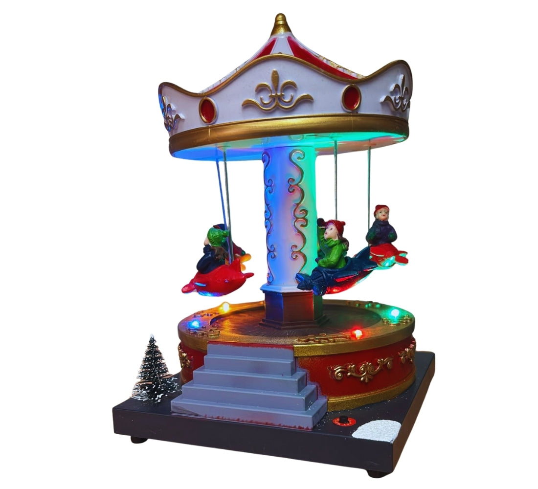 Giostrina Natalizia Carillon Aereoplani per Villaggio di Natale Luci e Movimento