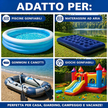 Pompa Elettrica 220V Gonfiabili Piscina Materassini Gommoni Gonfiatore 3 Ugelli