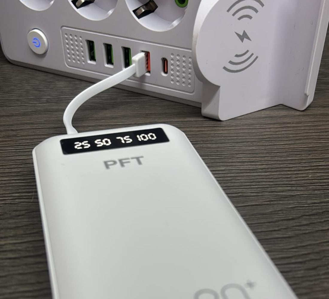 Power Bank 20000 mAh Caricabatterie Portatile Alta Velocità 4 Cavi USB Luce LED