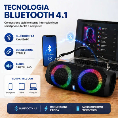 Speaker Cassa Bluetooth Altoparlante Waterproof WiFi USB Portatile CH6