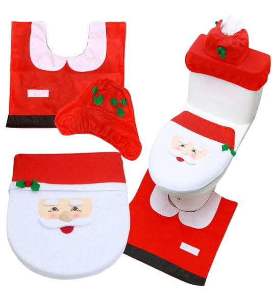 Copri Water Natalizio Set 3 pz da Bagno Babbo Natale Copriwater Tappeto Rotolo