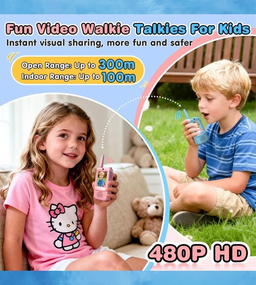 Video Walkie Talkie Ricaricabili Bambini Videochiamata Foto Effetti Vocali