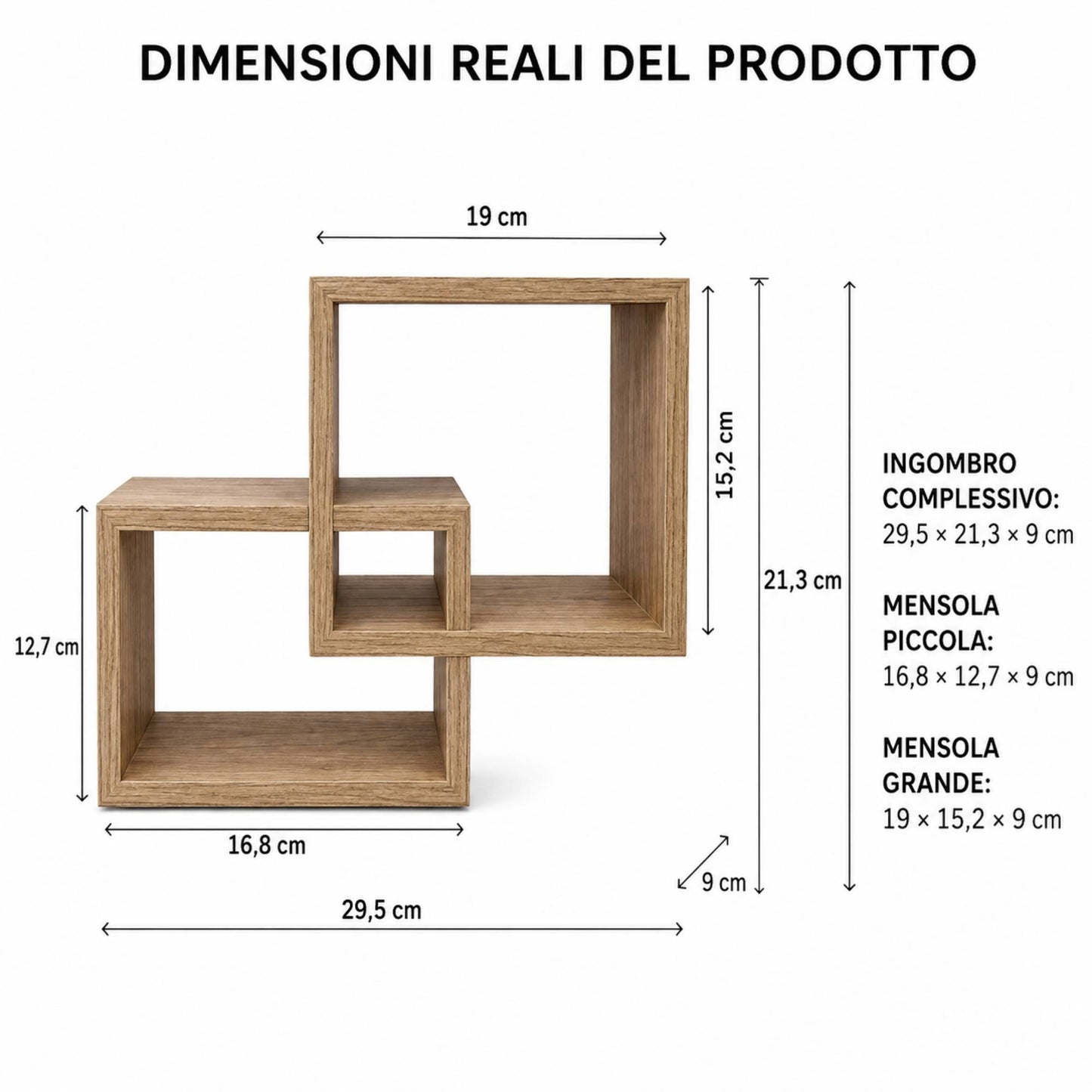 Set 2 Mensole Rettangolari da Parete in Legno Arredo Casa 2 Misure Chiaro