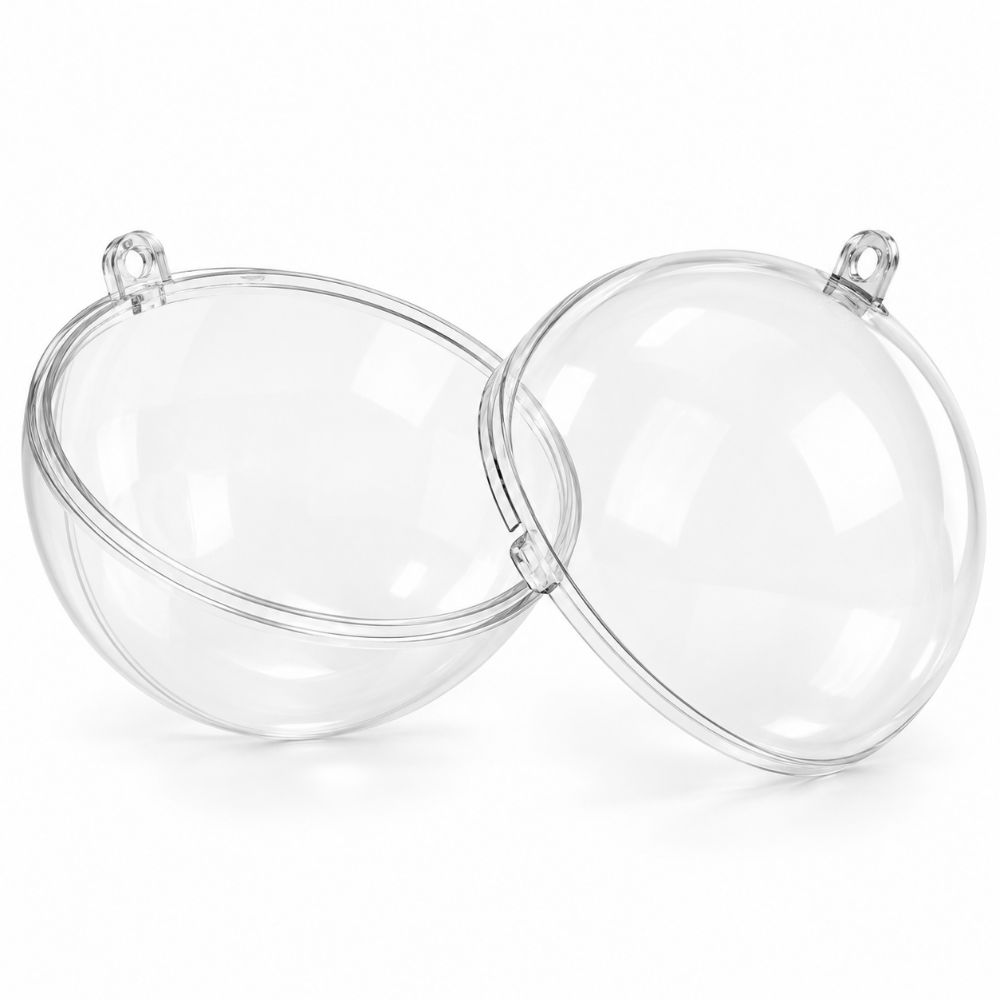 5 Palline Natale Trasparenti Apribili 10 cm Sfere da Riempire Fai da Te