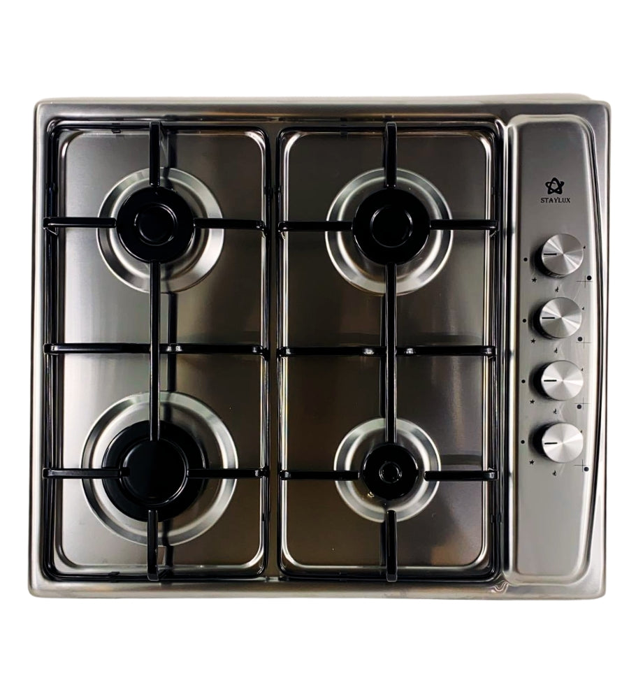 Piano Cottura 4 Fuochi Slim 60 cm Acciaio Inox a Gas o GPL da Incasso Valvolato