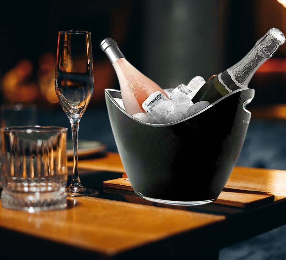 Fair Shop Cestello per Ghiaccio Secchiello Ovale Seau a Glace Plastica 20 x 27 cm (Nero)