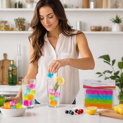 Set 36 Cubetti di Ghiaccio Riutilizzabili Colorati Atossici Per Bevande Cocktail