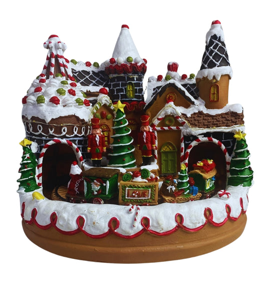 Scenario Natalizio Villaggio Babbo Natale Cake Treno Luci Suoni e Movimento