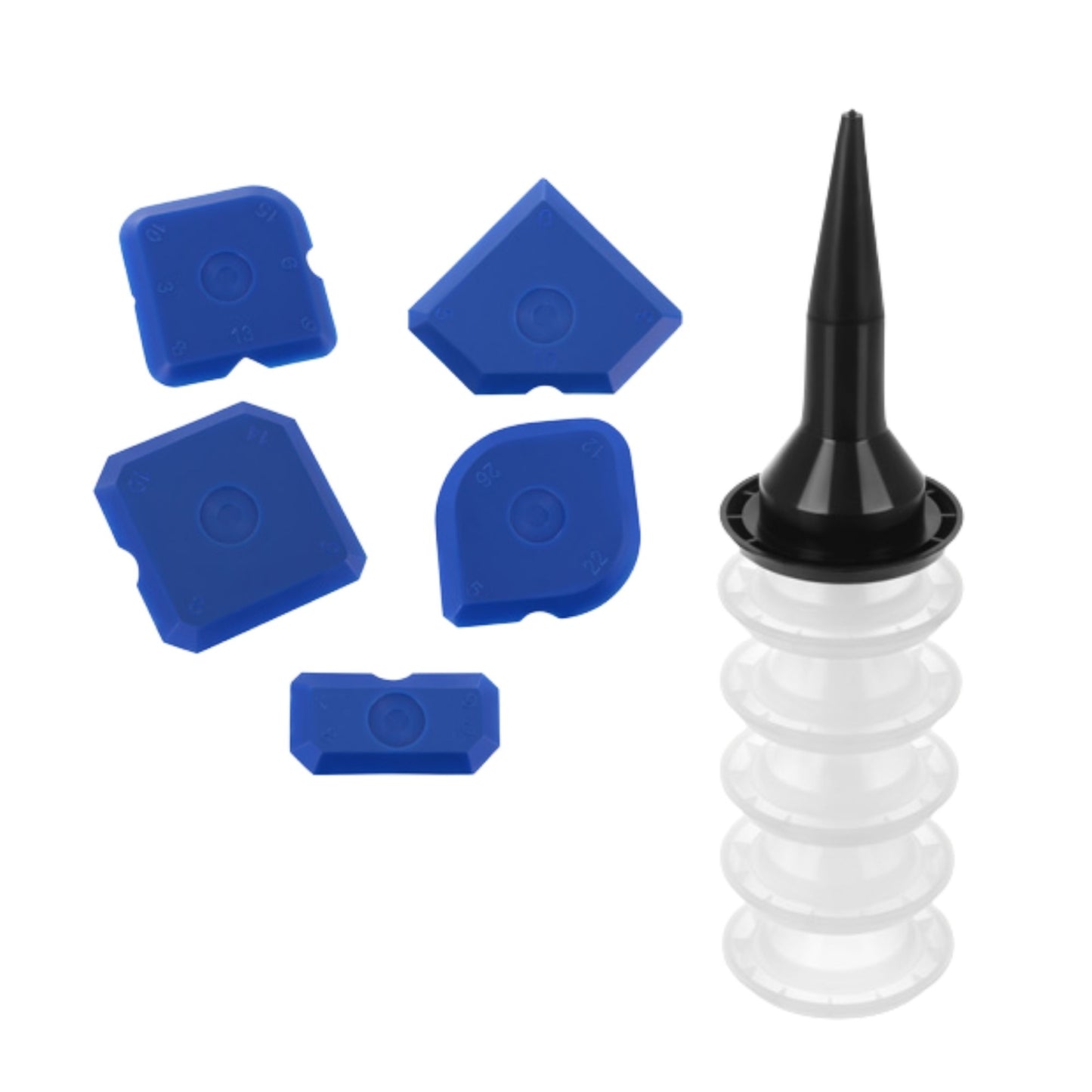 Pistola Silicone Cartuccia 600ml Alluminio Professionale 6 Beccucci 5 Spatole