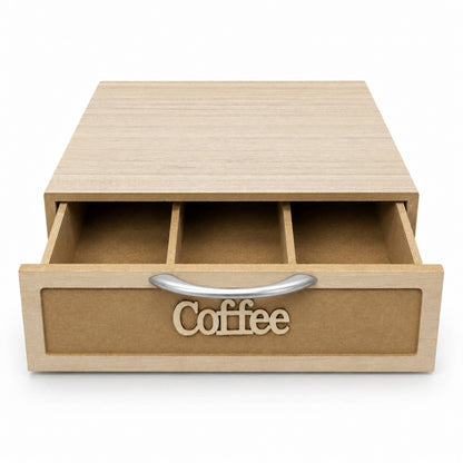 Cassetto Porta Cialde e Capsule Caffè 3 Scomparti Legno Chiaro 30x30x10 cm