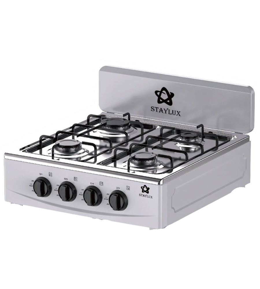 Piano Cottura Cucina a GAS 4 Fuochi con 2 Ripiani Esterno Campeggio Giardino GPL