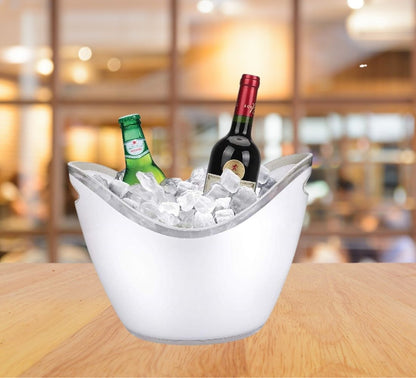 Fair Shop Cestello per Ghiaccio Secchiello Ovale Seau a Glace Plastica 20 x 27 cm (Bianco)