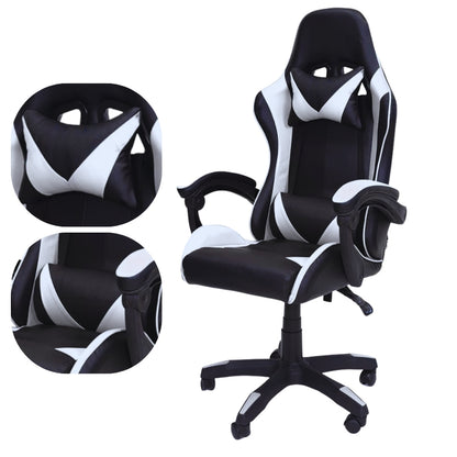 Sedia Gaming Poltrona Scrivania Ufficio Casa Reclinabile Cuscino Lombare Bianco
