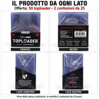 Ultra PRO 50 Toploader Premium Rigidi Trasparenti 3x4 per Carte Pokémon Magic