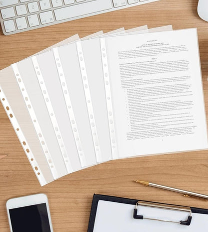 Busta A4 Liscia Trasparente Portadocumenti a Perforazione Universale 100 Pezzi Fair