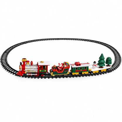 Trenino Natalizio Sotto Albero Luci Suoni Babbo Natale Pista Ovale 102x46 cm