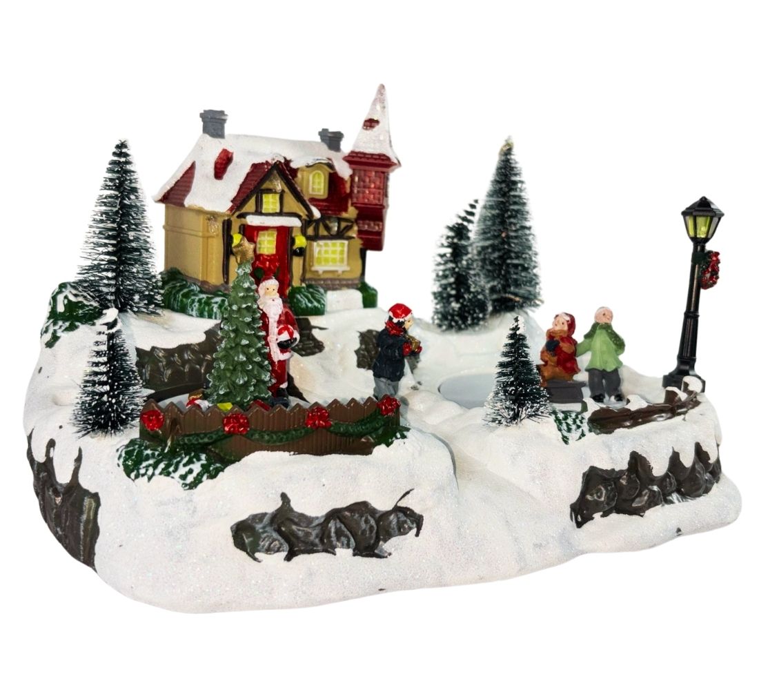 Villaggio Natalizio Casa Babbo Natale Pista Pattinaggio Movimento Luci e Musica