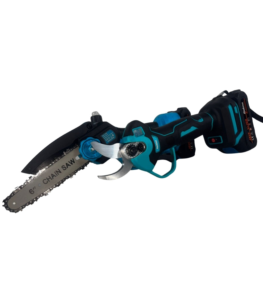 Forbice da Potatura + Motosega 6" Olio Doppia Batteria 48V Cesoia Elettrica