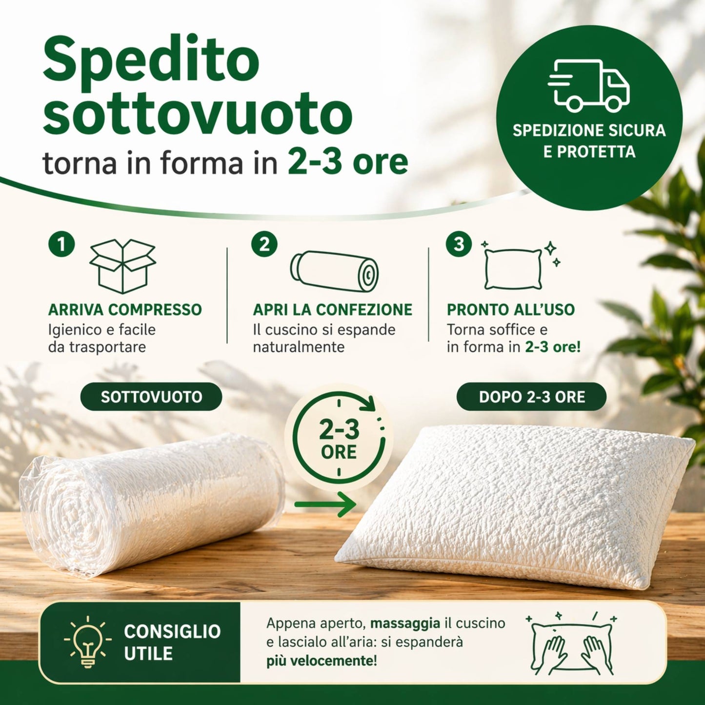 Cuscino Guanciale Ortopedico Fiocco Memory Anallergico Antiacaro 74X42 H 16 cm