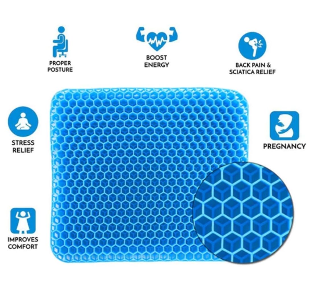 Cuscino Sedia Anti Decubito in Gel Spesso Rivestimento Antiscivolo Traspirante