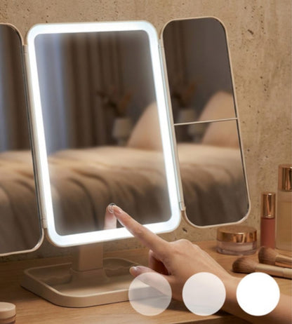 Specchio Cosmetico Illuminato Specchio Trucco LED 3 Zoom Regolabile Rotante USB