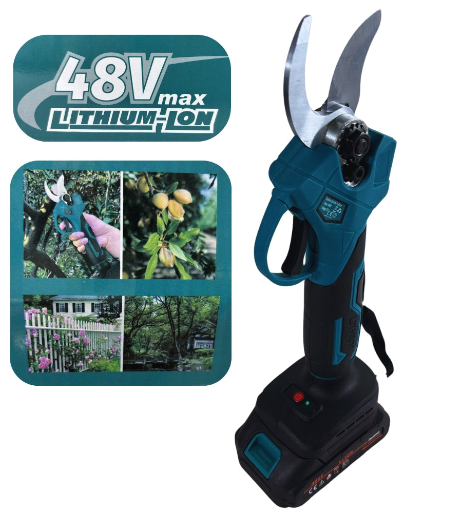 Forbice da Potatura Doppia Batteria 48V Cesoia Elettrica da Potatura Taglio 42mm