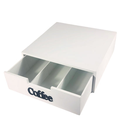 Cassetto Porta Cialde Capsule in Legno Organizer Cucina 30x30x10 cm Bianco