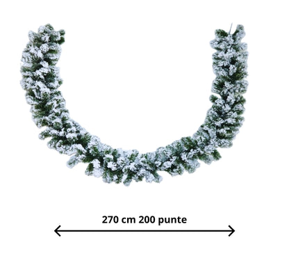 Ghirlanda Natalizia 200 Rami Innevata Decorare Addobbare Porta Camino Scala 270 cm