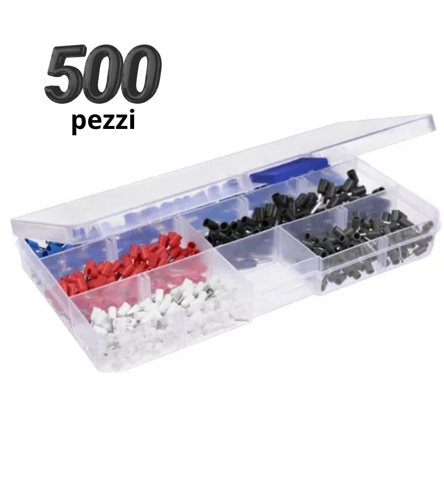 Pinza Crimpatrice Capicorda Professionale Kit Elettricista Cavi 0,25/10mm 500 PZ