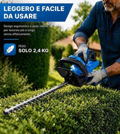 Tagliasiepi Elettrico Lama 55 cm 2 Batterie 88V 2000 mAh Senza Fili Arbusti