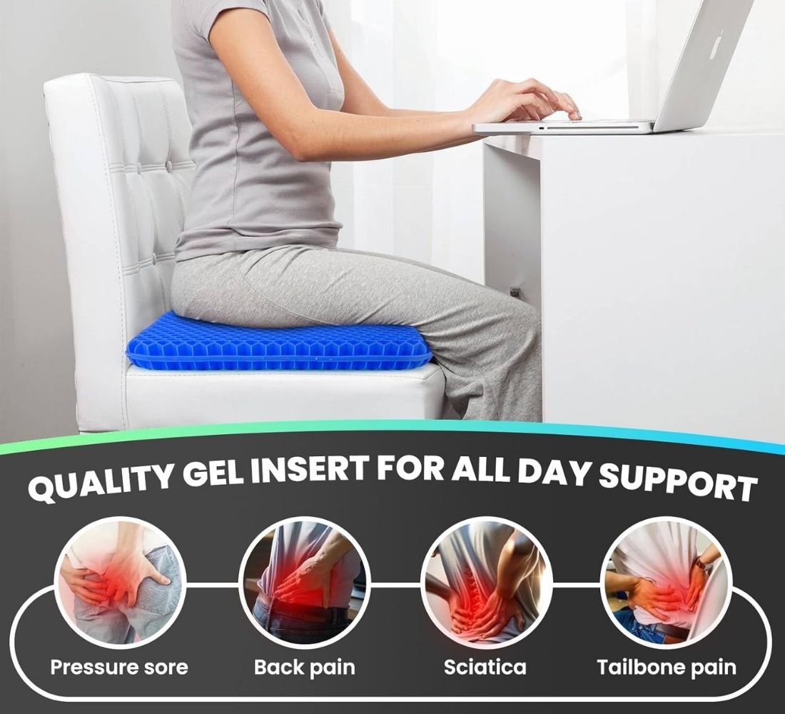 Cuscino Sedia Anti Decubito in Gel Spesso Rivestimento Antiscivolo Traspirante