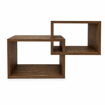 Set 2 Mensole Rettangolari da Parete in Legno Arredo Casa 2 Misure Noce