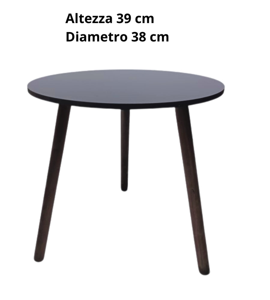 Tavolino Salotto Basso Tavolo Rotondo Soggiorno Camera Ufficio 38x38 H39 cm Nero