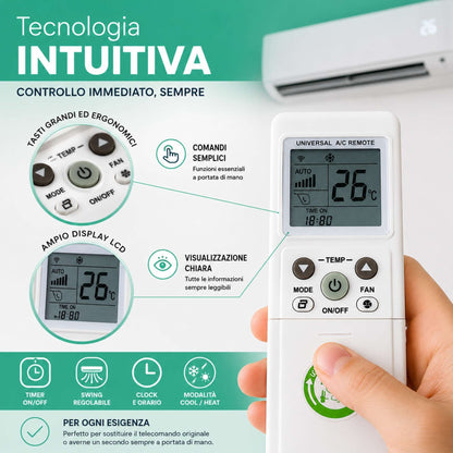 Telecomando Universale Climatizzatore Condizionatore LCD 1000 in 1 Timer