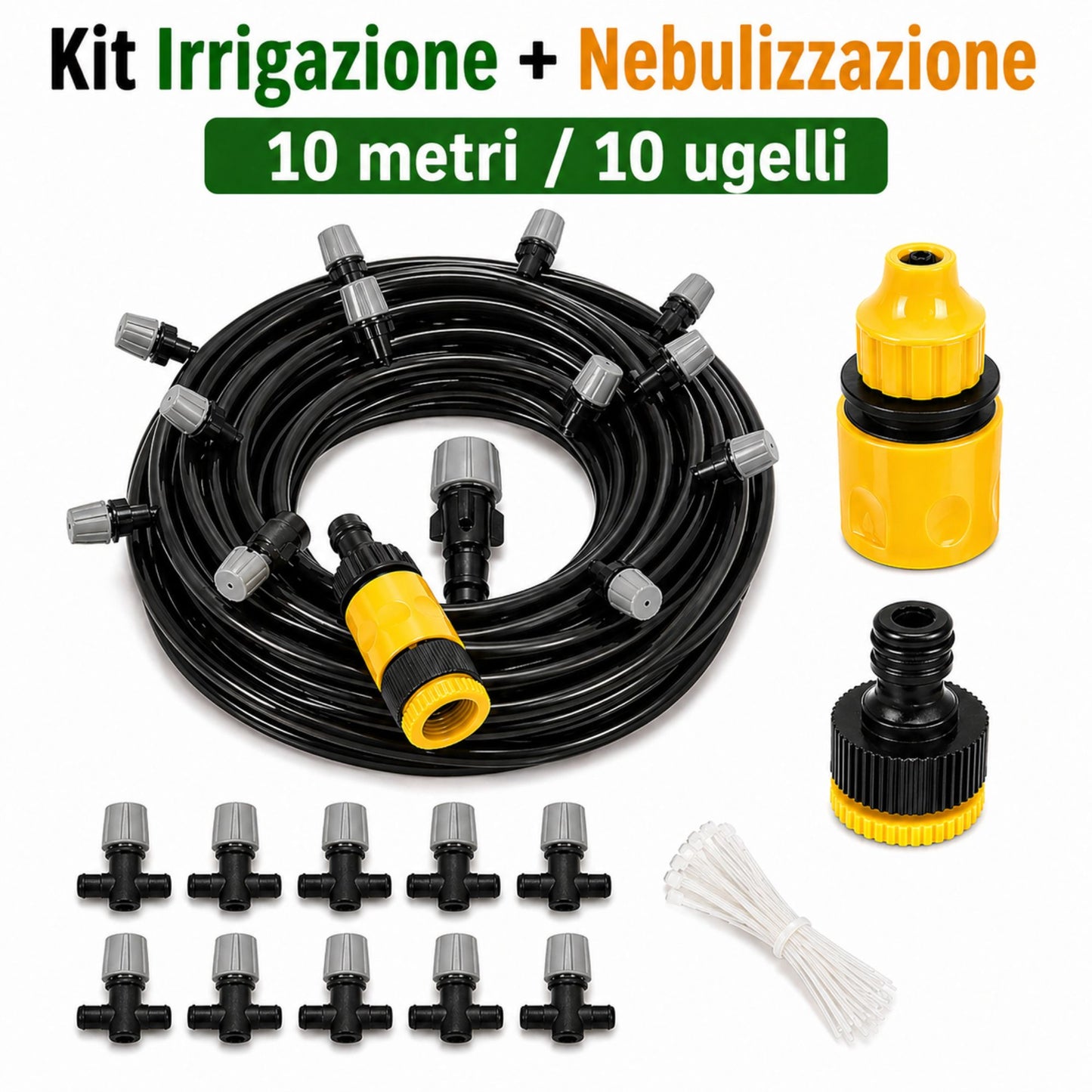 Kit Irrigazione a Goccia 10m Ugelli Nebulizzazione Raffrescante Giardino Balcone