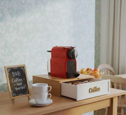 Cassetto Porta Cialde Capsule in Legno Organizer Cucina 30x30x10 cm 3 Scomparti